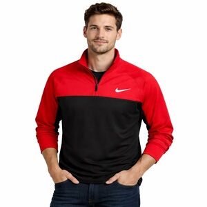 Nike Golf Dri-FIT Quarter Zip Pullover Red Black Men’s Large